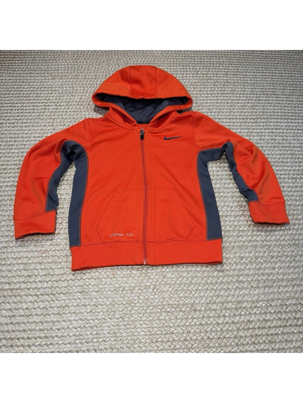 Nike  Therma-Fit Hoodie Fully Zip Orange And Gray Boys Size 4T EUC